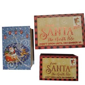 Set of 3 Nested Christmas Gift Boxes Holiday Décor 6.5", 6", 5.5" Santa Designs